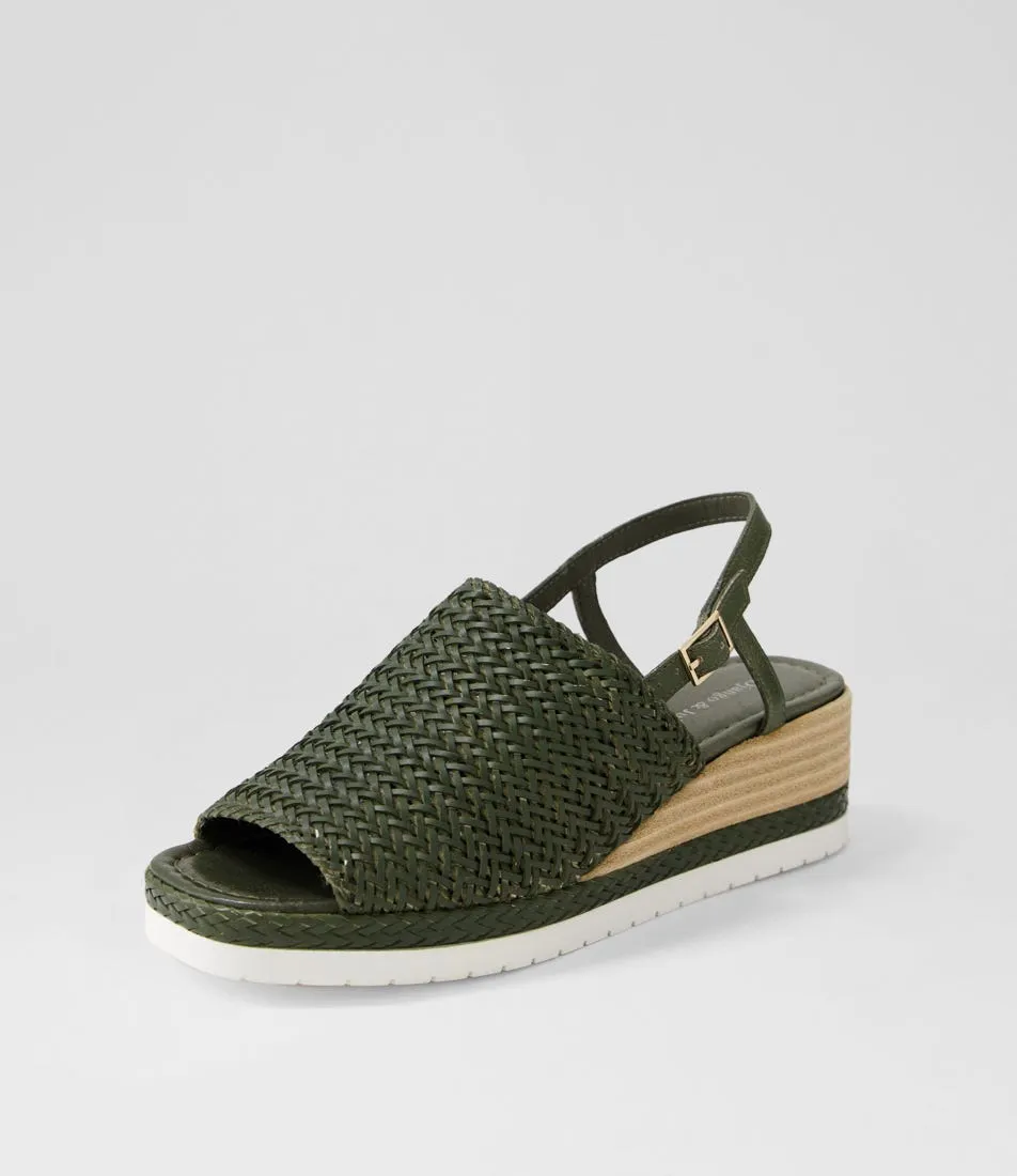 DJANGO & JULIETTE Issah Olive Weave Leather Espadrilles