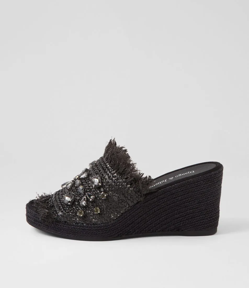 DJANGO & JULIETTE Pitchy Black Synthetic Raffia Espadrilles