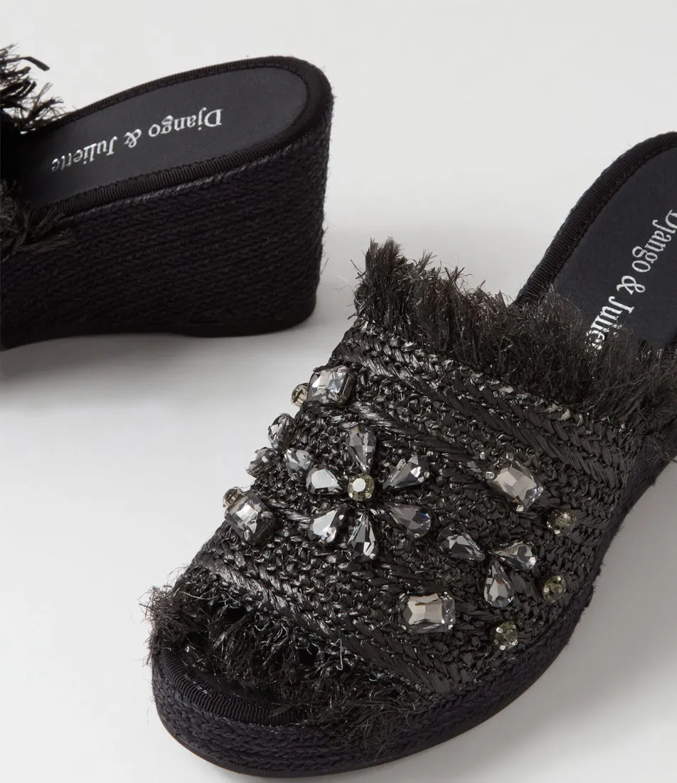 DJANGO & JULIETTE Pitchy Black Synthetic Raffia Espadrilles