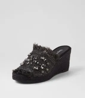 DJANGO & JULIETTE Pitchy Black Synthetic Raffia Espadrilles