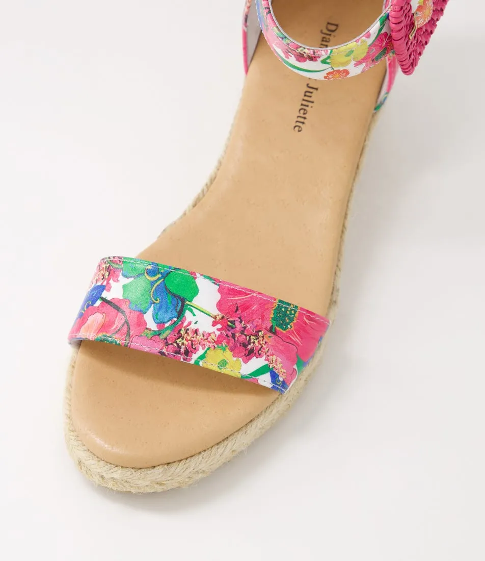 DJANGO & JULIETTE Sprout Lrg White Flowermania Leather Espadrilles