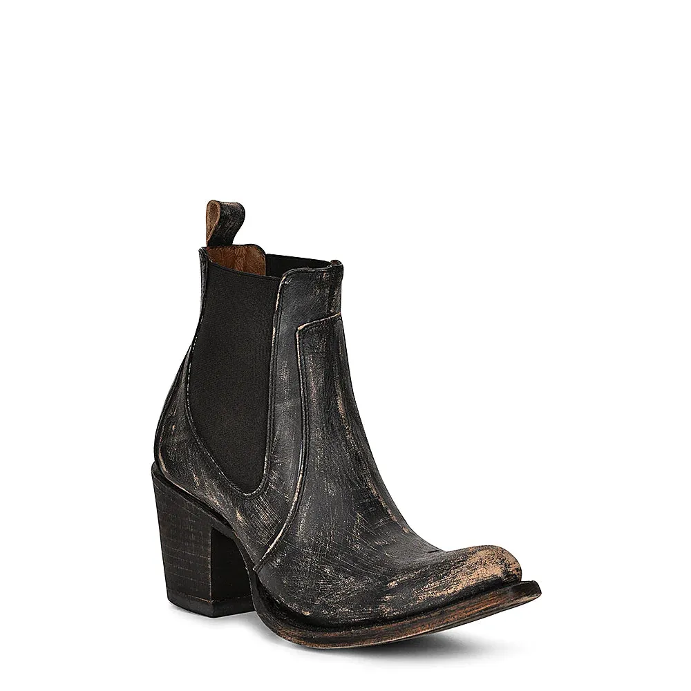 Dolly Black Distressed Ankle Boots