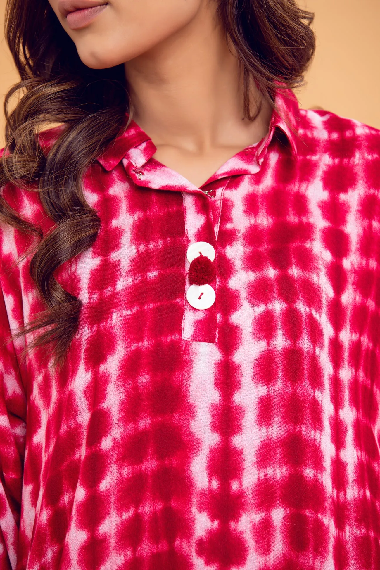 Red Tie Dye Drop Shoulder Shirt