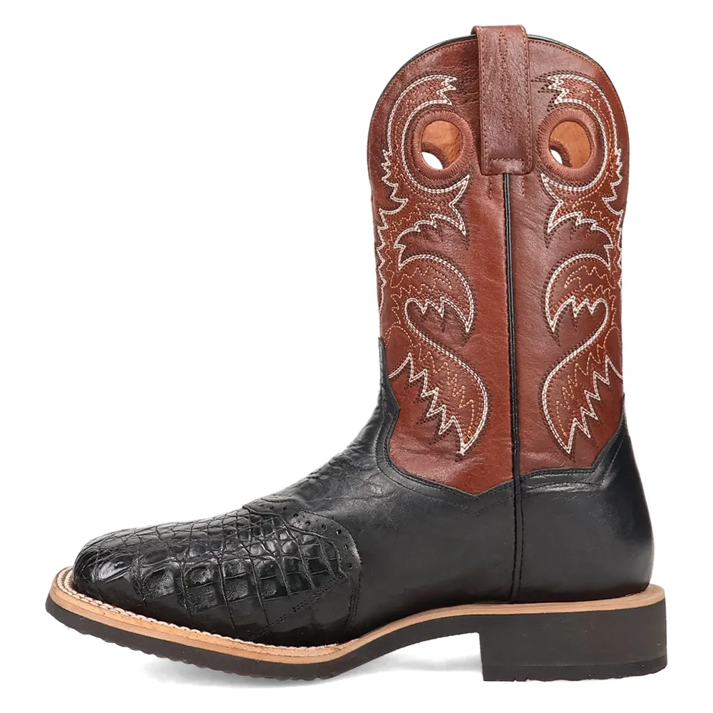 Egan Caiman Embroidered Square Toe Cowboy Boots