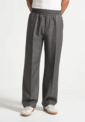 Elasticated Tailored Crease Trousers - Grey