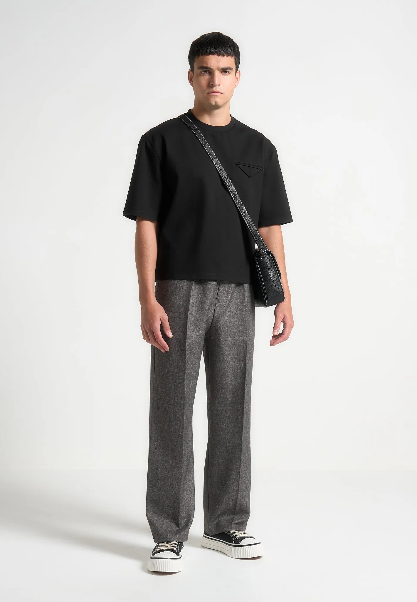 Elasticated Tailored Crease Trousers - Grey