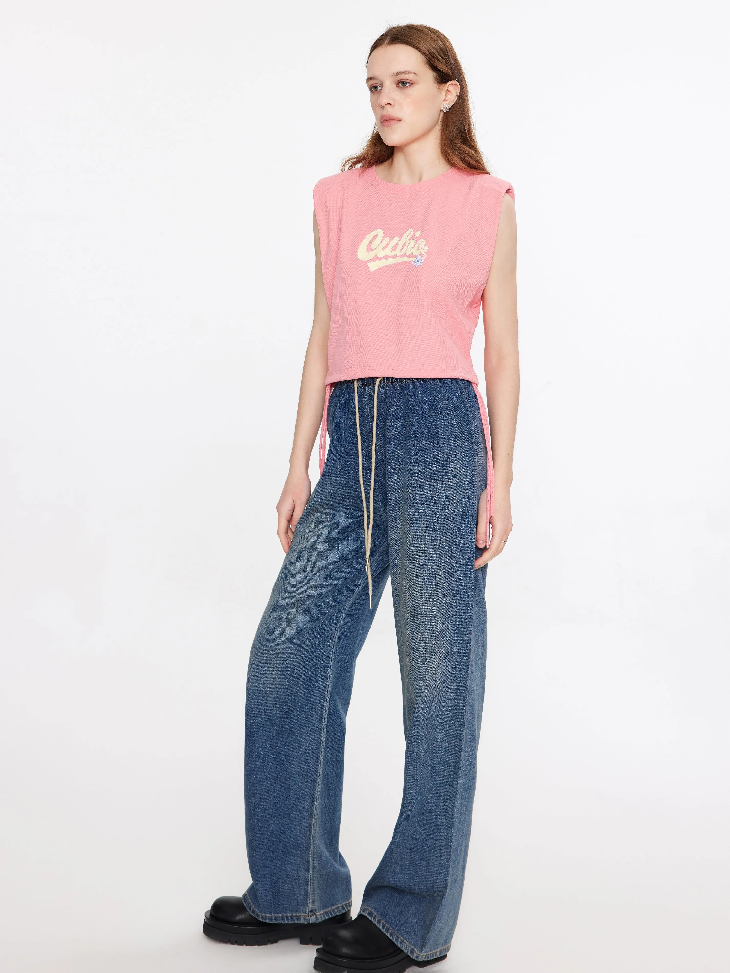 Elasticated Waist Straight Leg Jeans