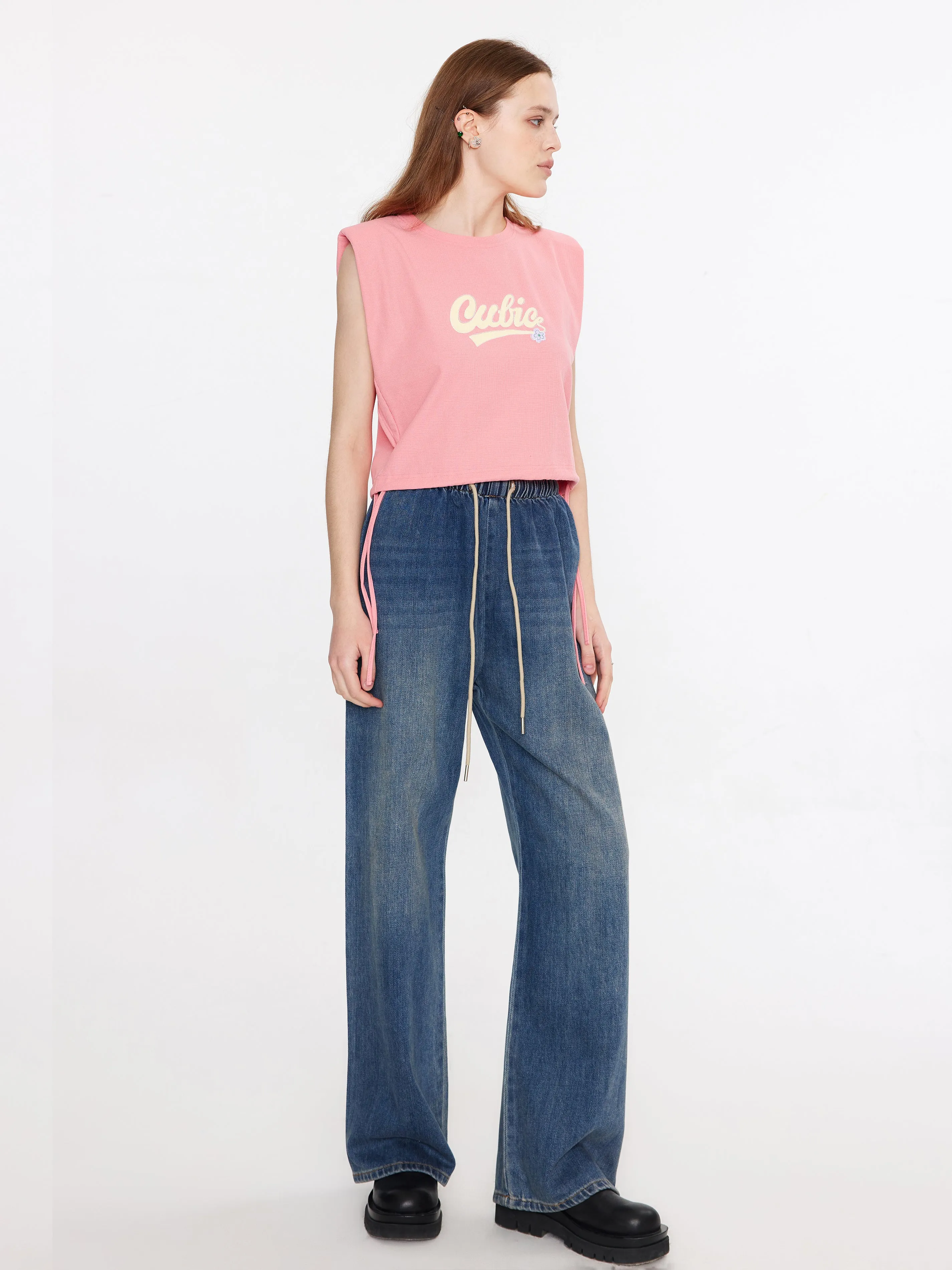 Elasticated Waist Straight Leg Jeans