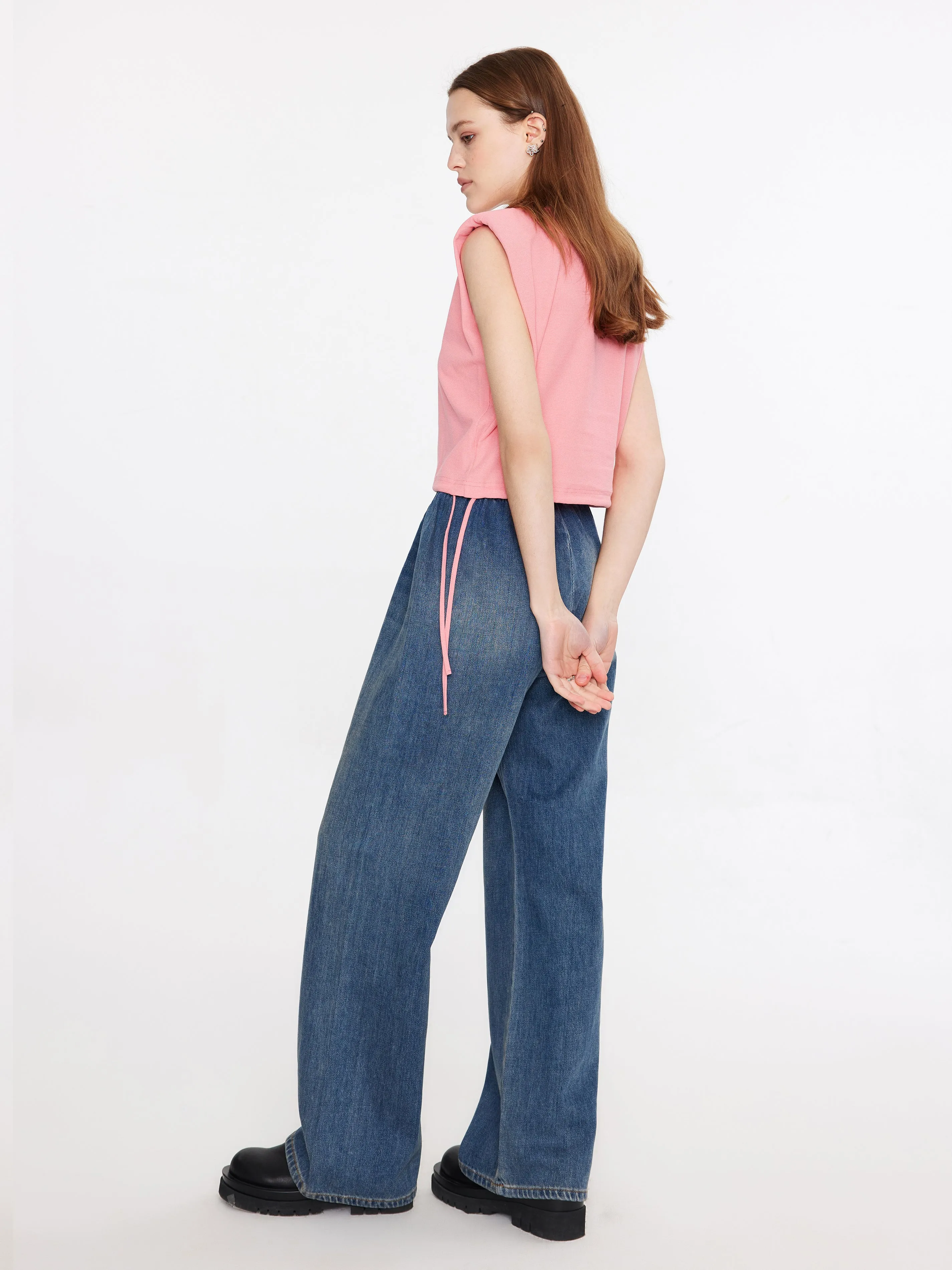 Elasticated Waist Straight Leg Jeans