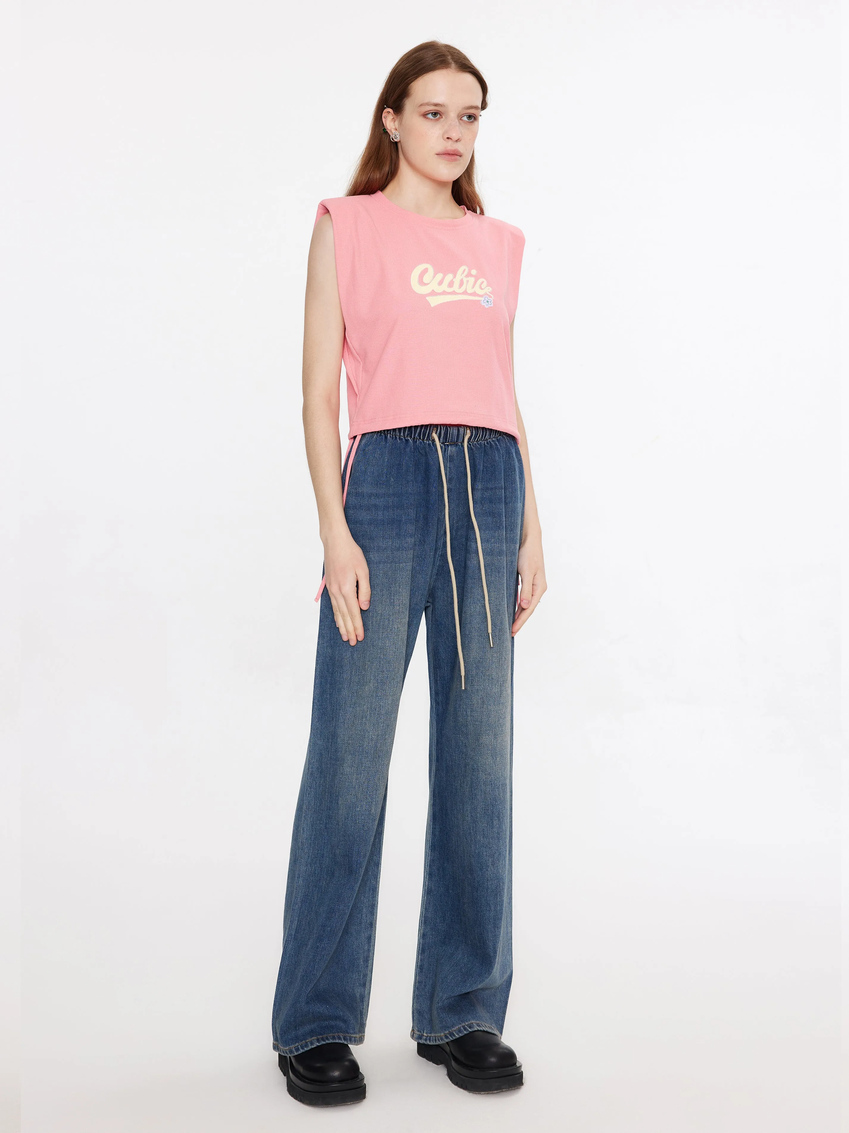 Elasticated Waist Straight Leg Jeans