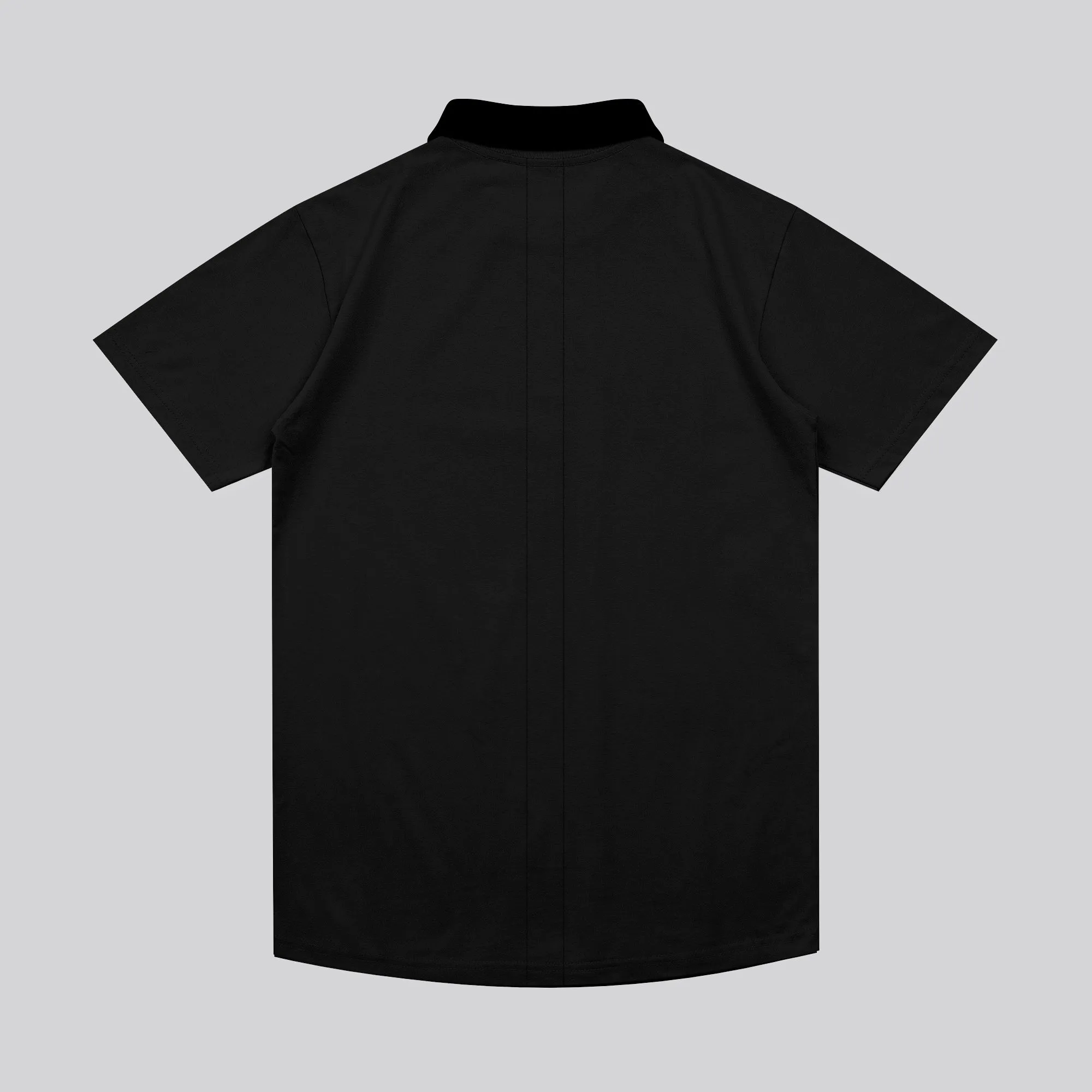 ESSENTIAL CURVED HEM BLACK POLO SHIRT