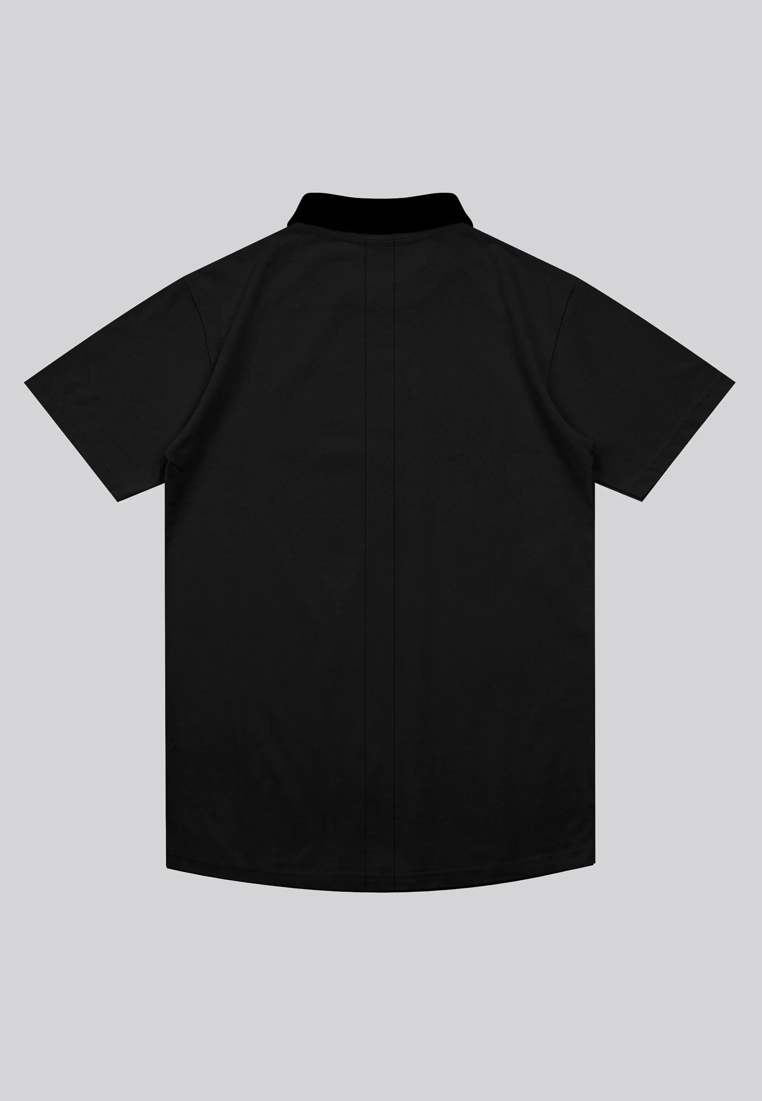 ESSENTIAL CURVED HEM BLACK POLO SHIRT