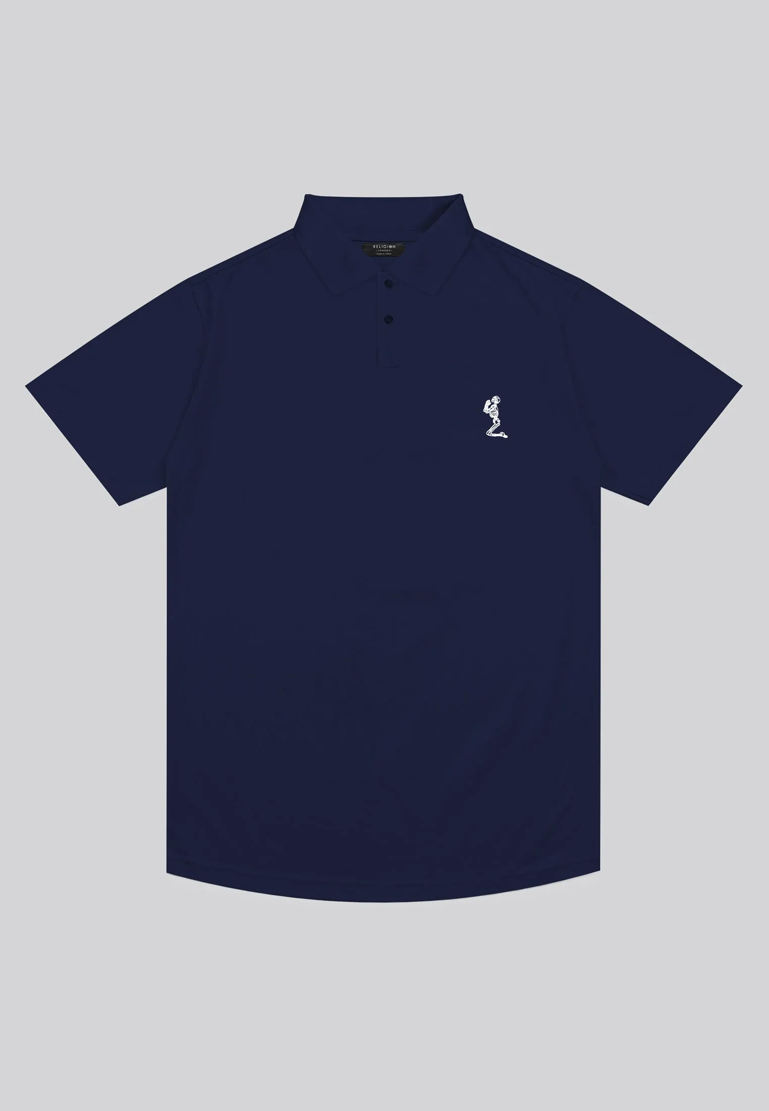 ESSENTIAL CURVED HEM NAVY POLO SHIRT