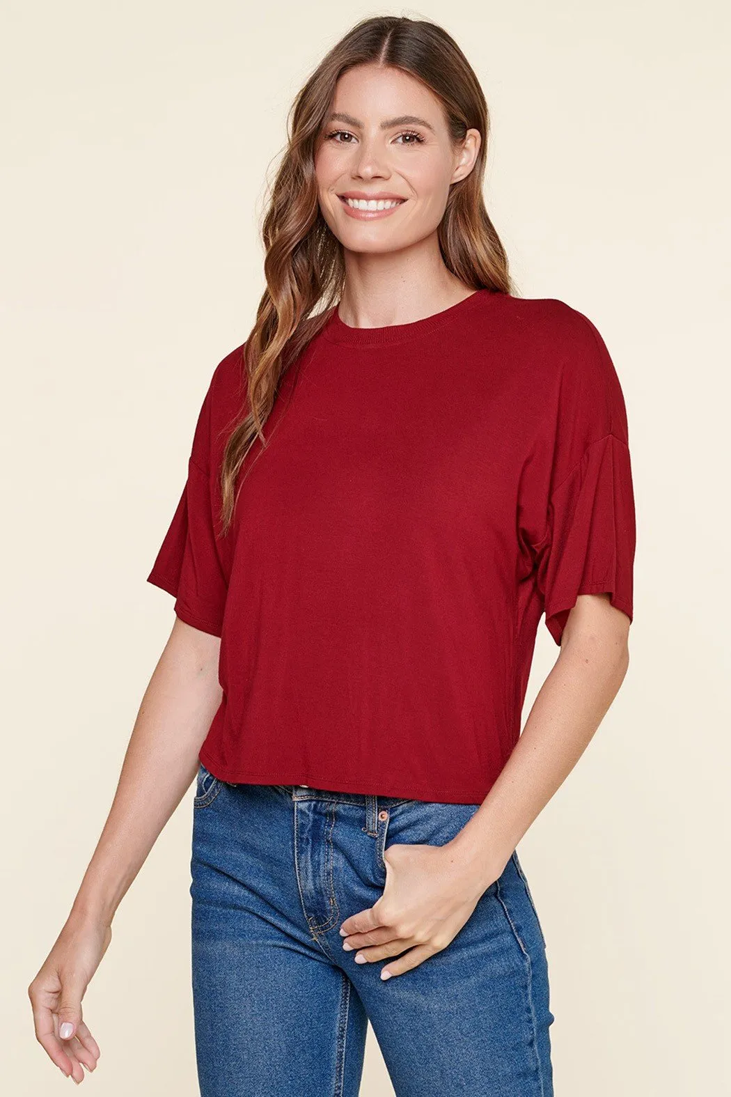 Everyday Cropped Short Sleeve Jersey Knit T Shirt