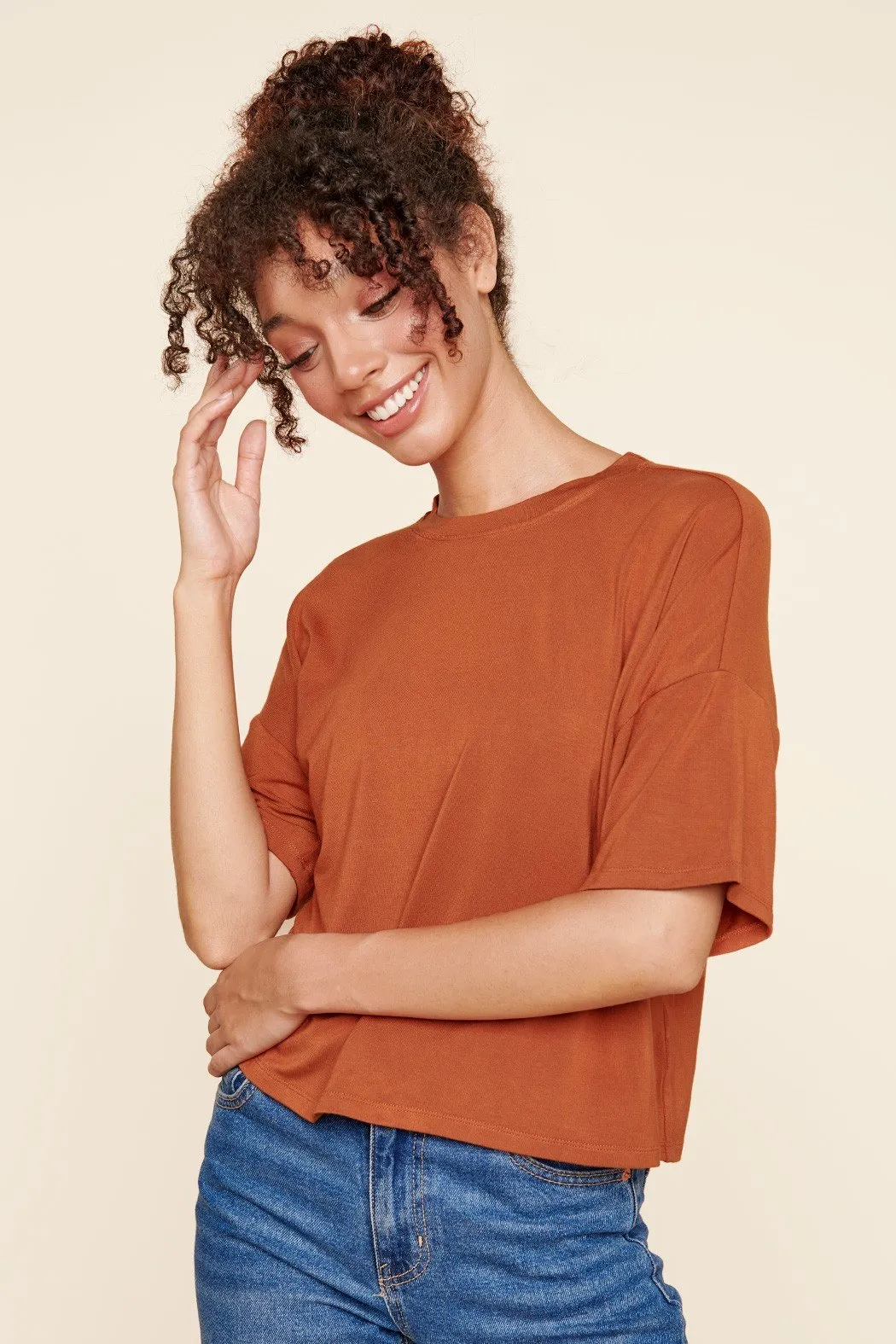 Everyday Cropped Short Sleeve Jersey Knit T Shirt