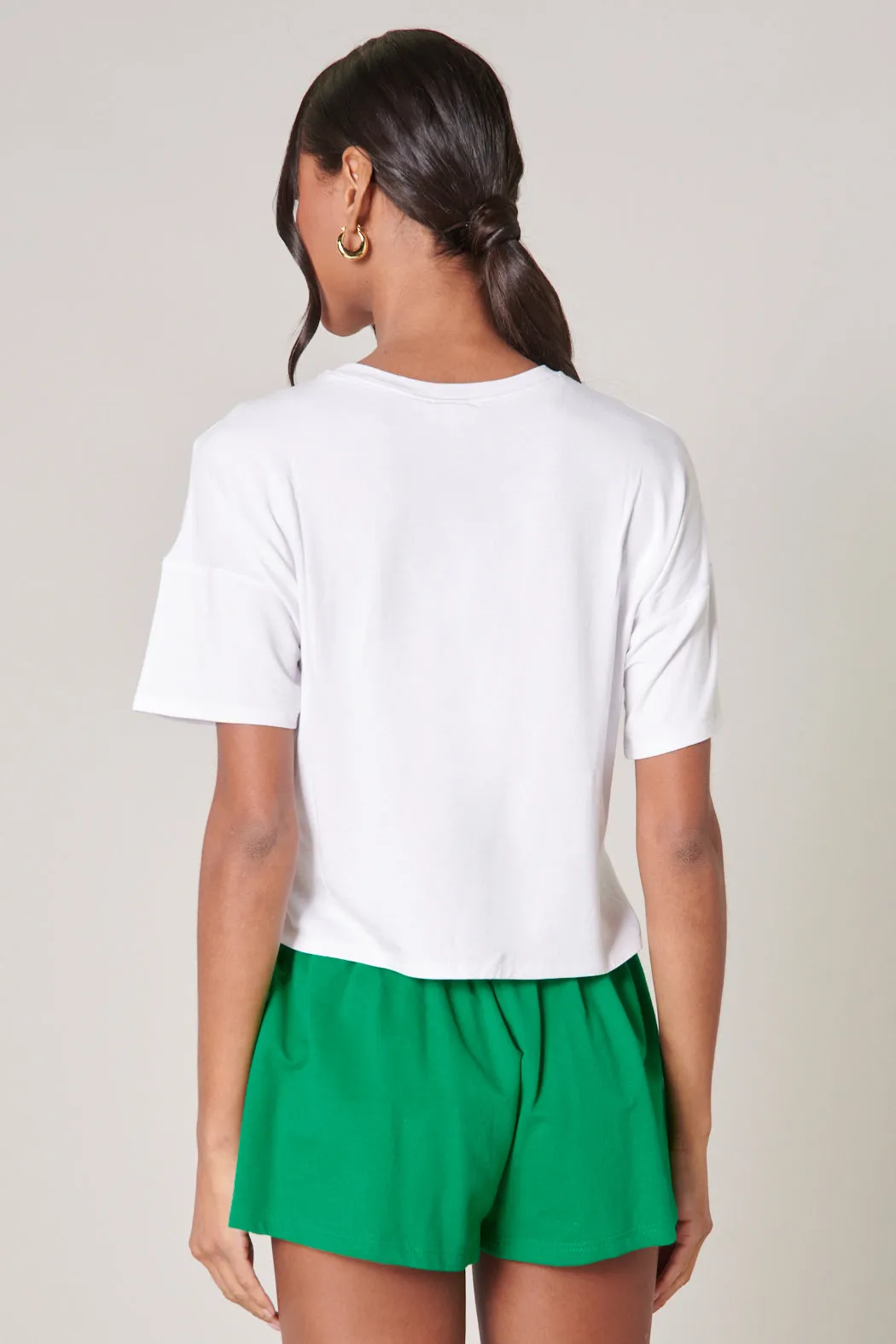 Everyday Cropped Short Sleeve Jersey Knit T Shirt