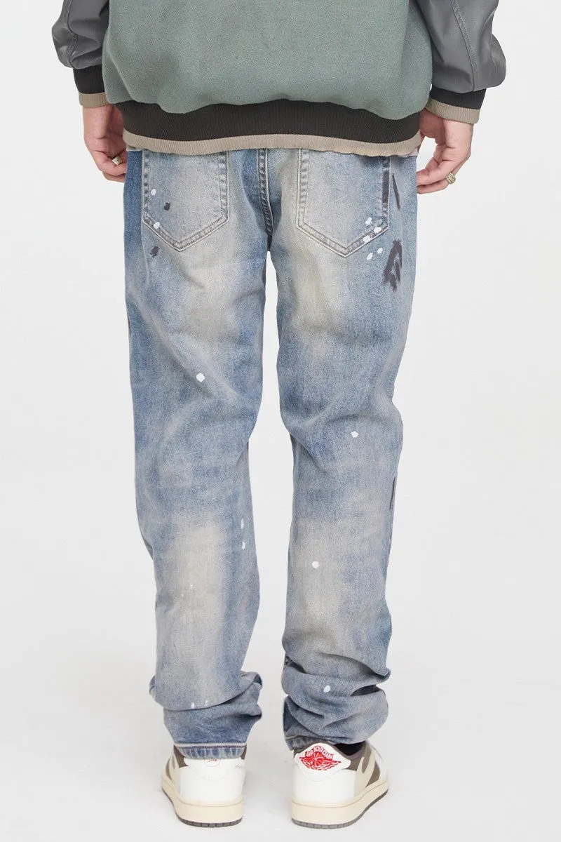 F2CE Splash Ink Distressed Washed Jeans