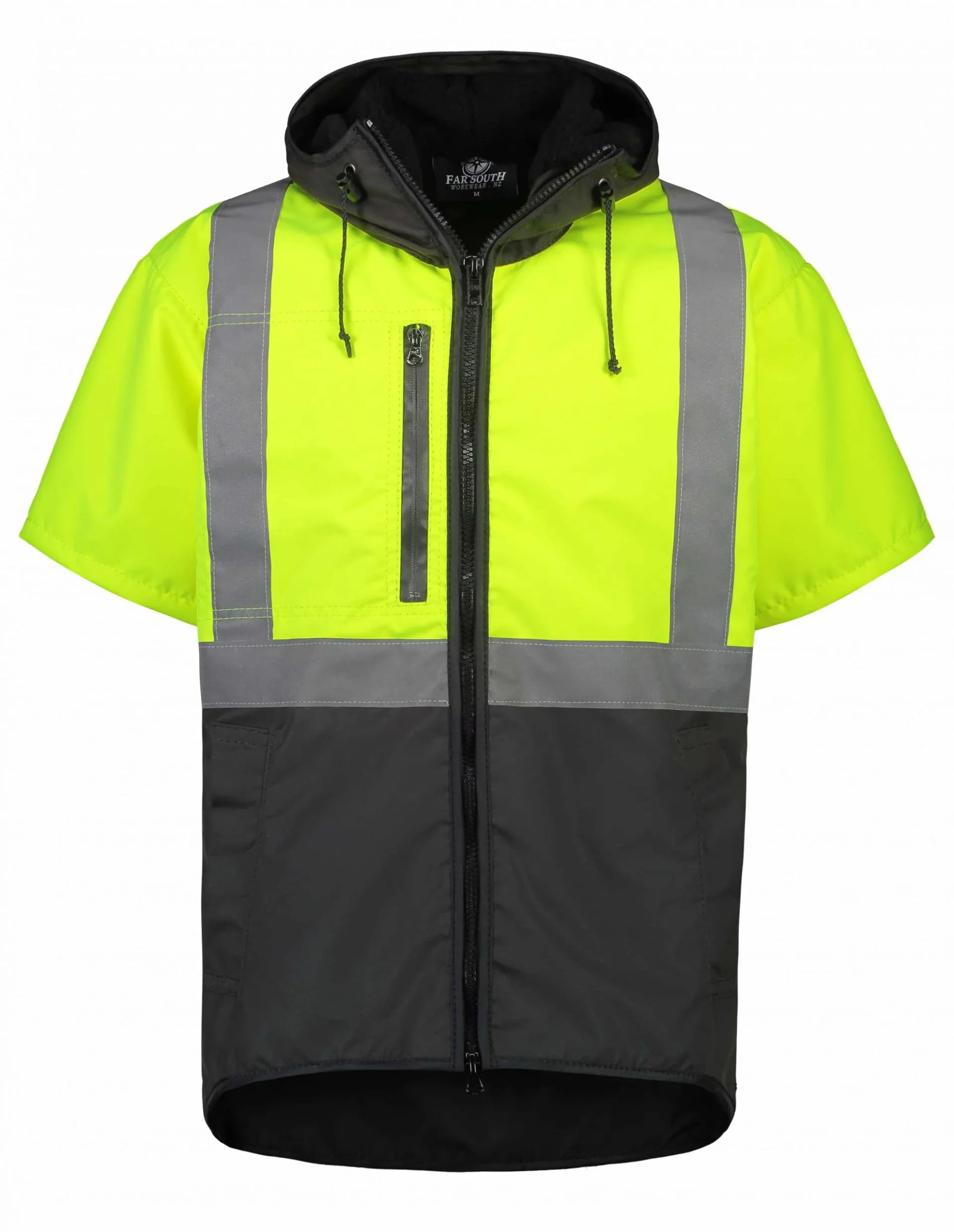 Far South Dacre Hiviz Oilskin Short Sleeve Vest With Hood