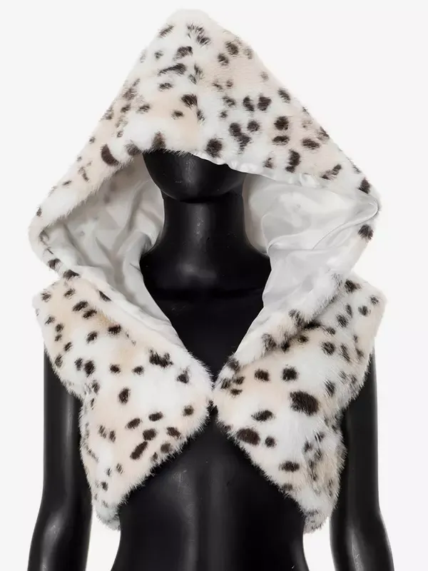 Faux Fur Crop Top With Hood Sleeveless Leopard Print Sexy Clubwear For Women 2025