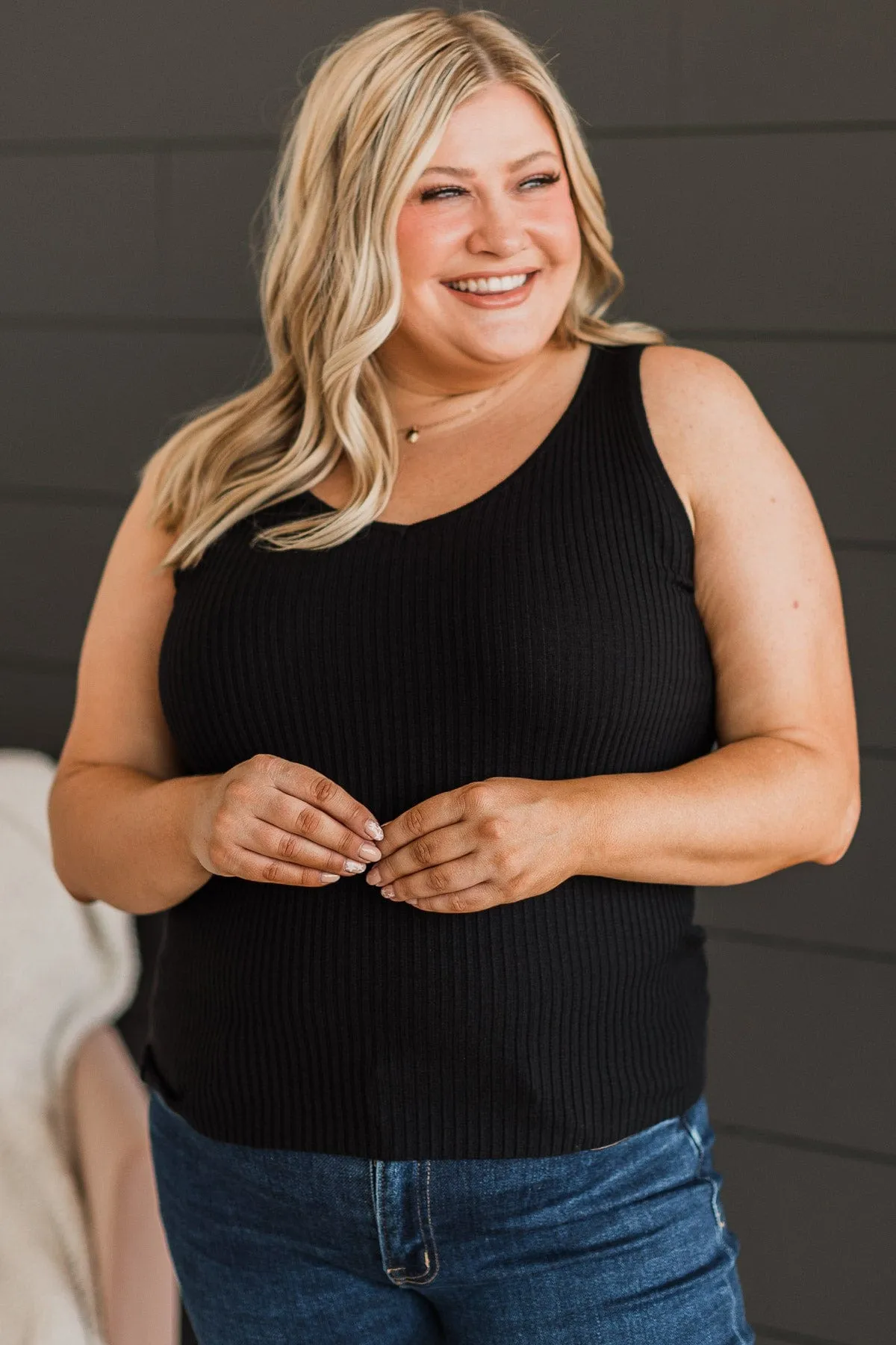 Black Knit Tank Top