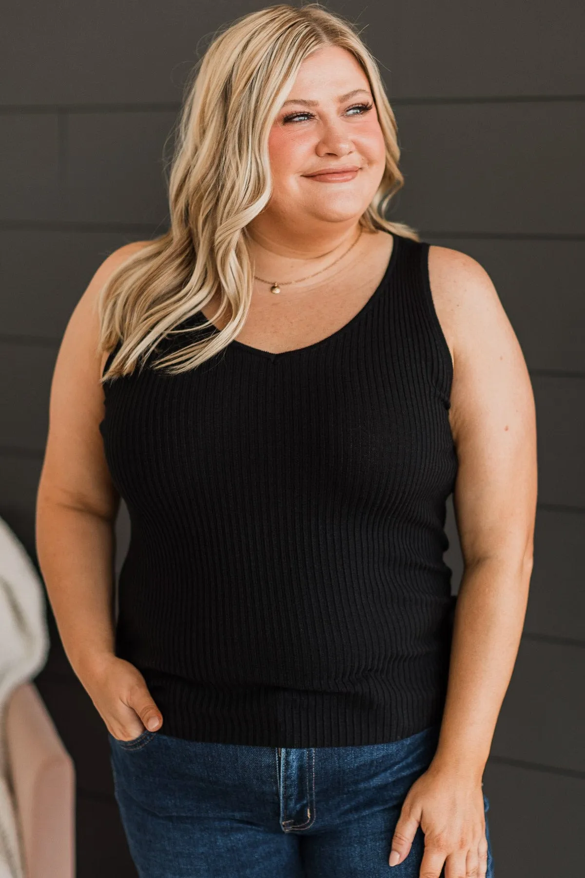 Black Knit Tank Top