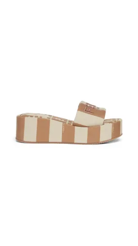 Beige/White Fendi Sunshine Platform Slides