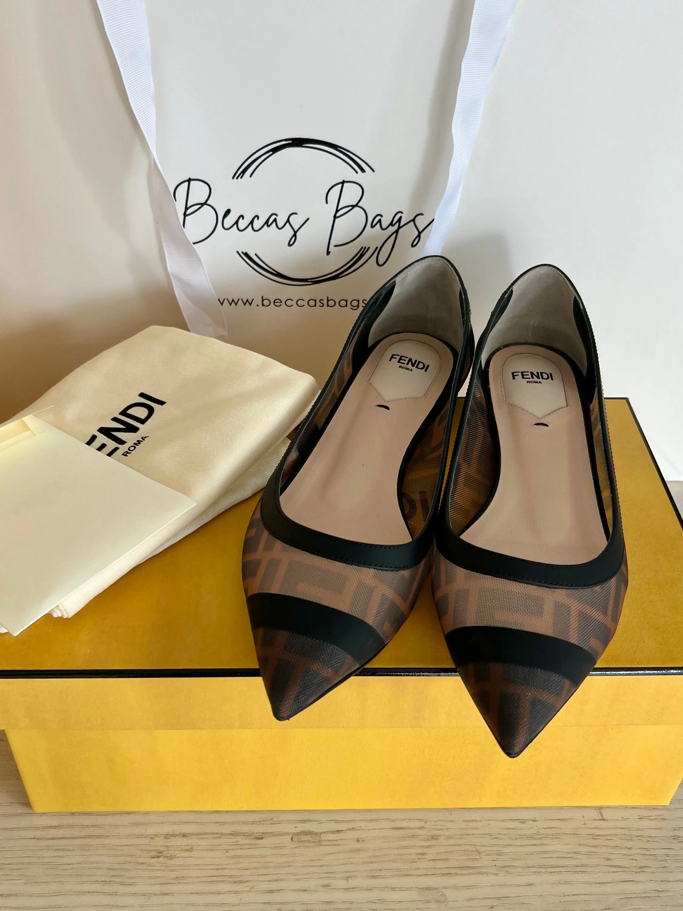 Fendi Zucca Mesh Ballet Flats