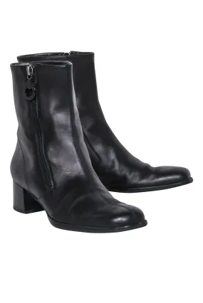 Ferragamo - Black Leather Short Boots Sz 8.5