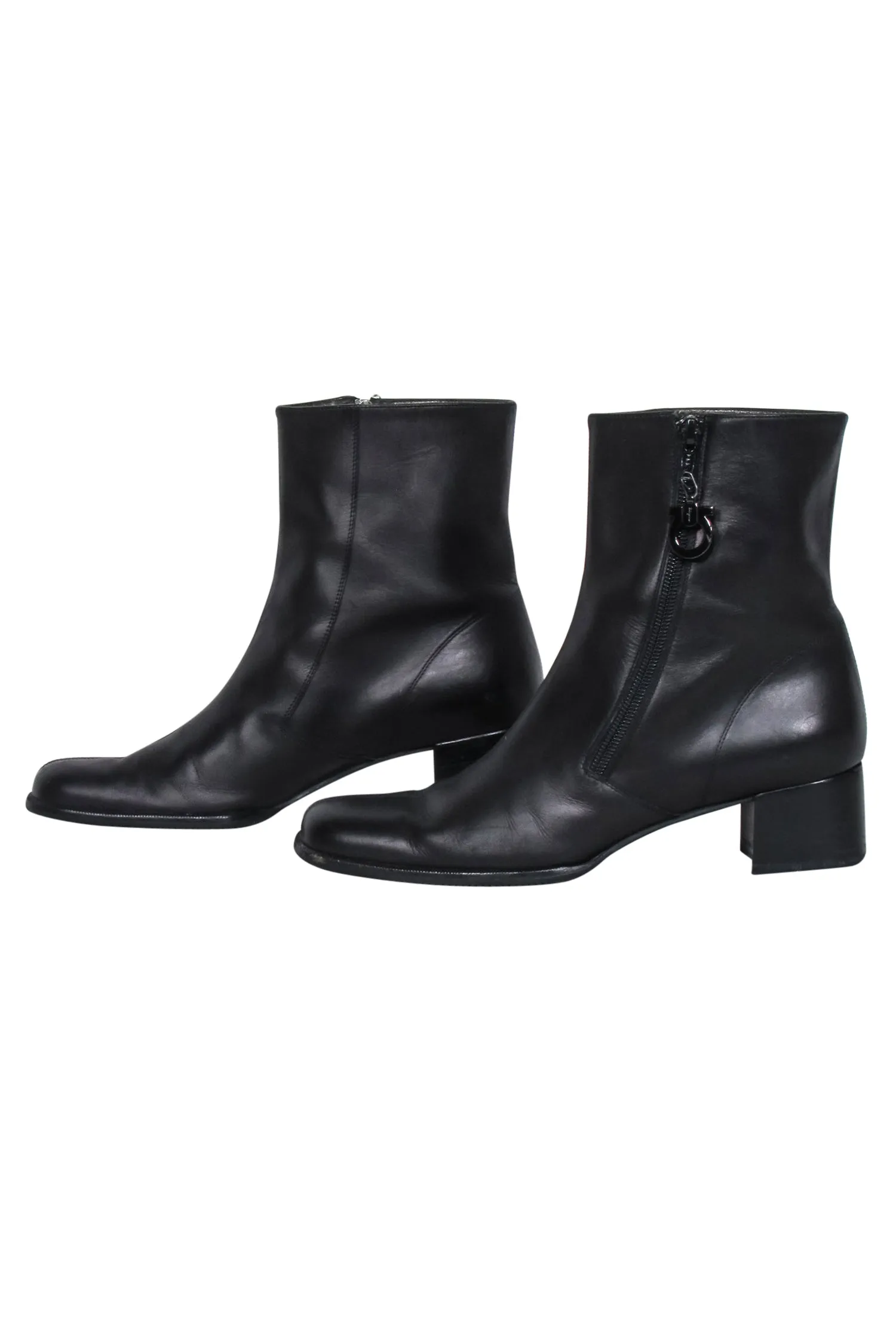 Ferragamo - Black Leather Short Boots Sz 8.5