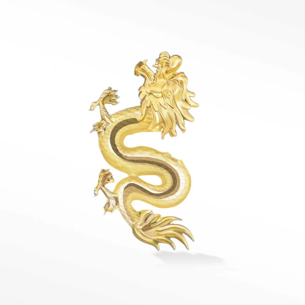 Unique Dragon Earring in Yellow Gold