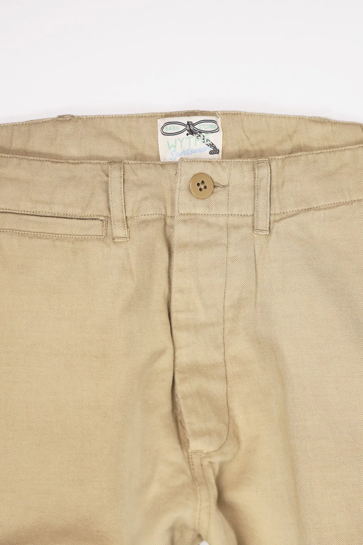 Flat Front Slub Cotton/Linen Twill Chinos - Camp Khaki