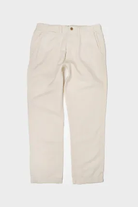 Flat Front Slub Cotton/Linen Twill Chinos - Unbleached