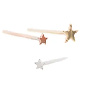 Gold Flat Nostril Screw with Star Design