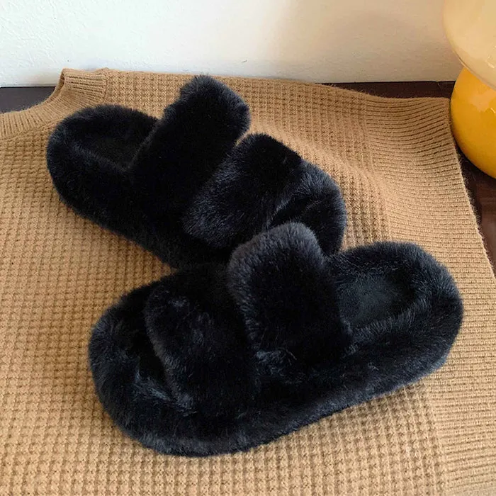 Fluffy Platform Slippers