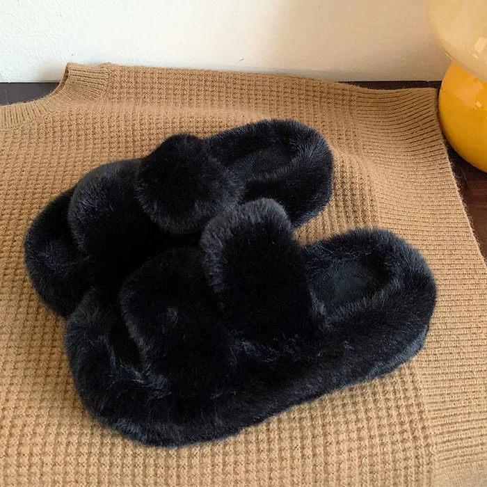 Fluffy Platform Slippers