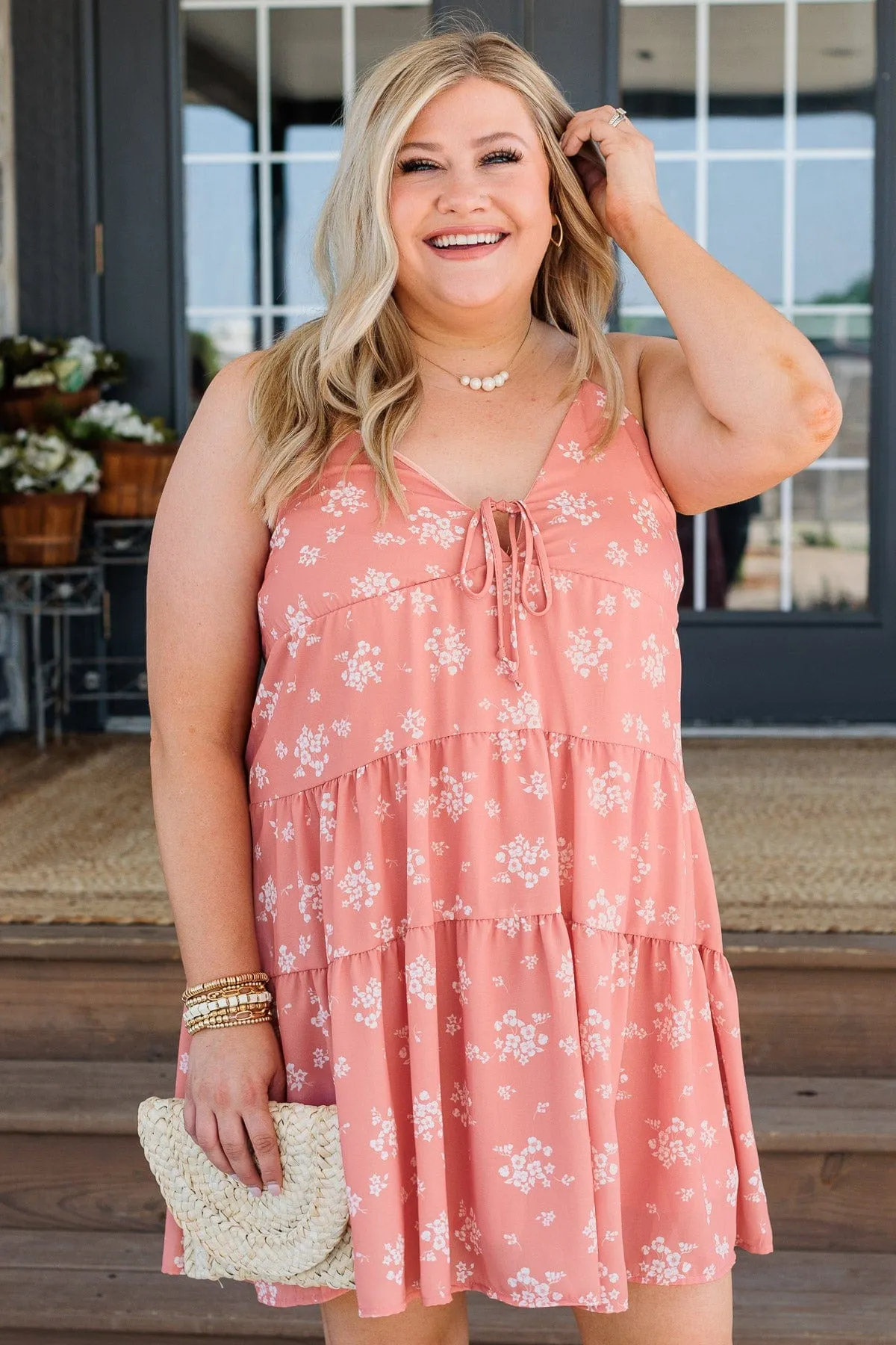 Forever Together Peach Floral Dress