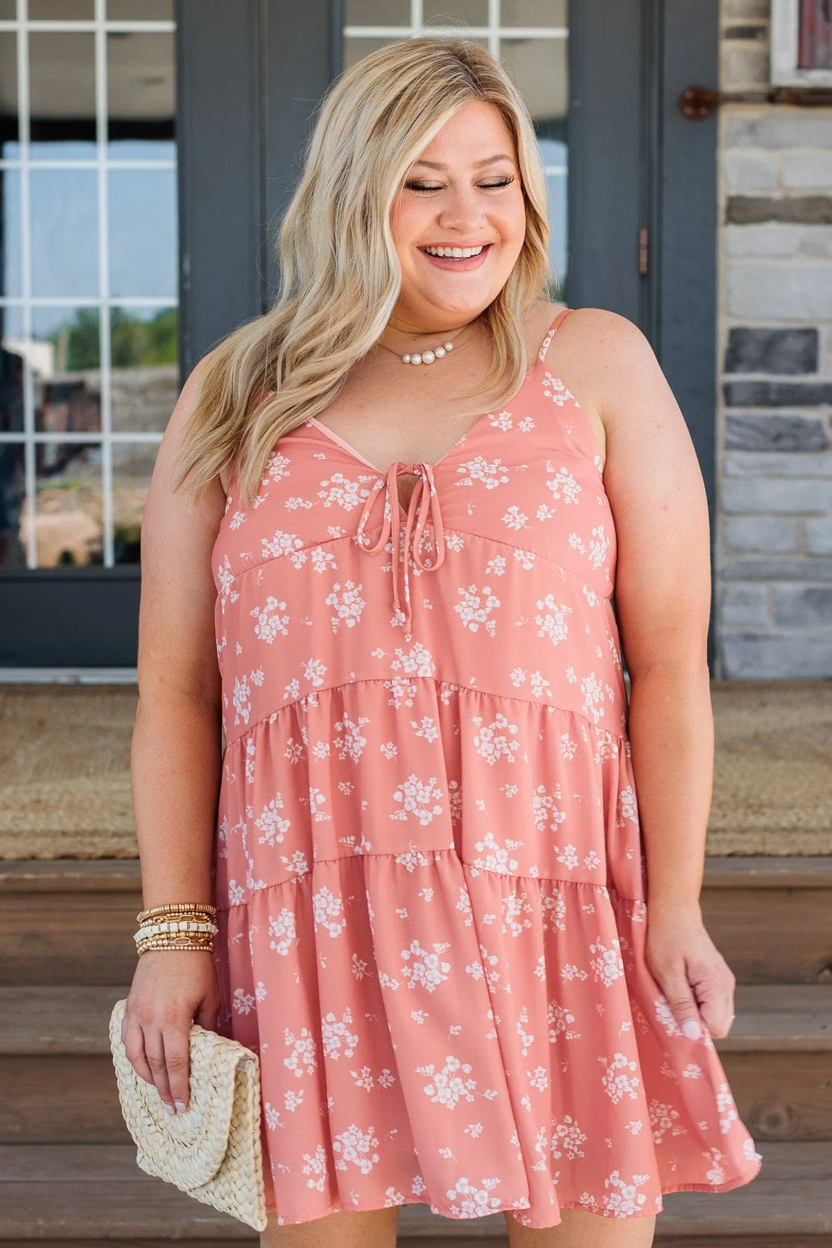 Forever Together Peach Floral Dress