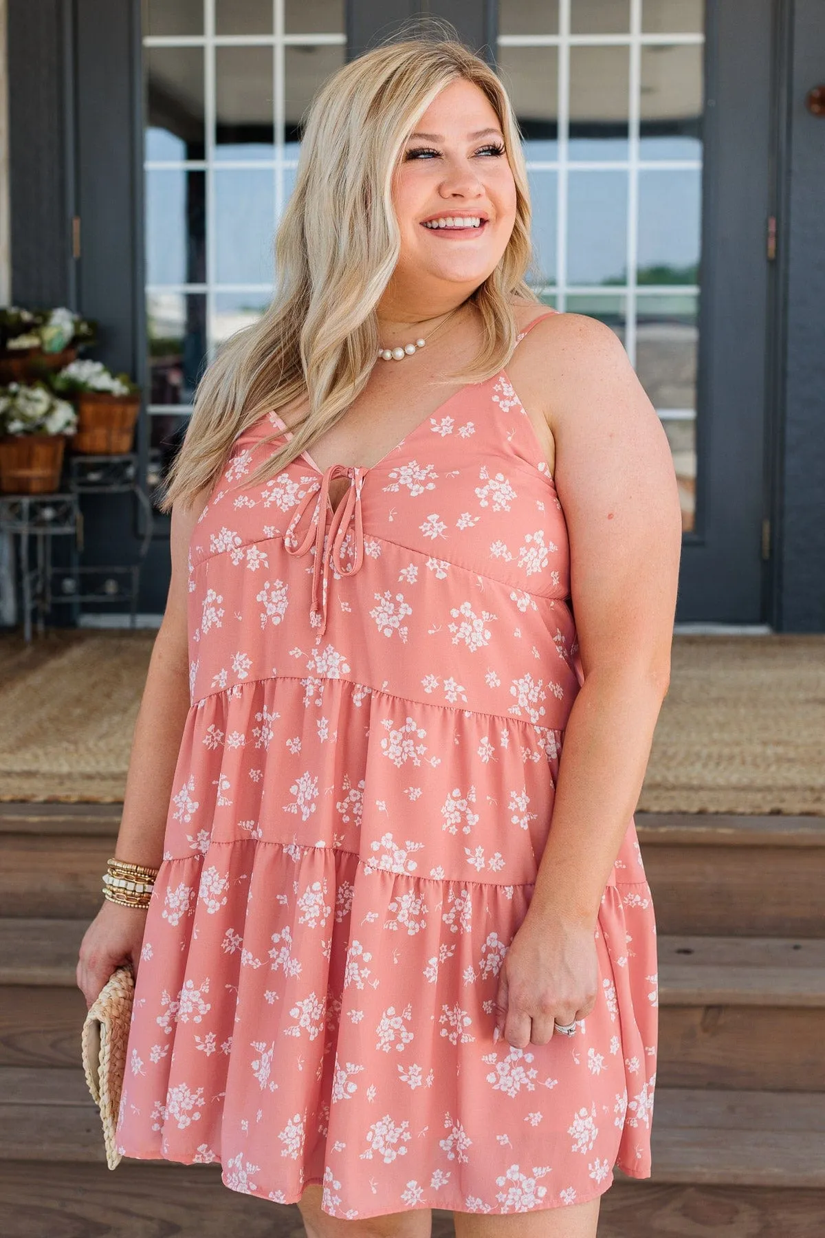 Forever Together Peach Floral Dress