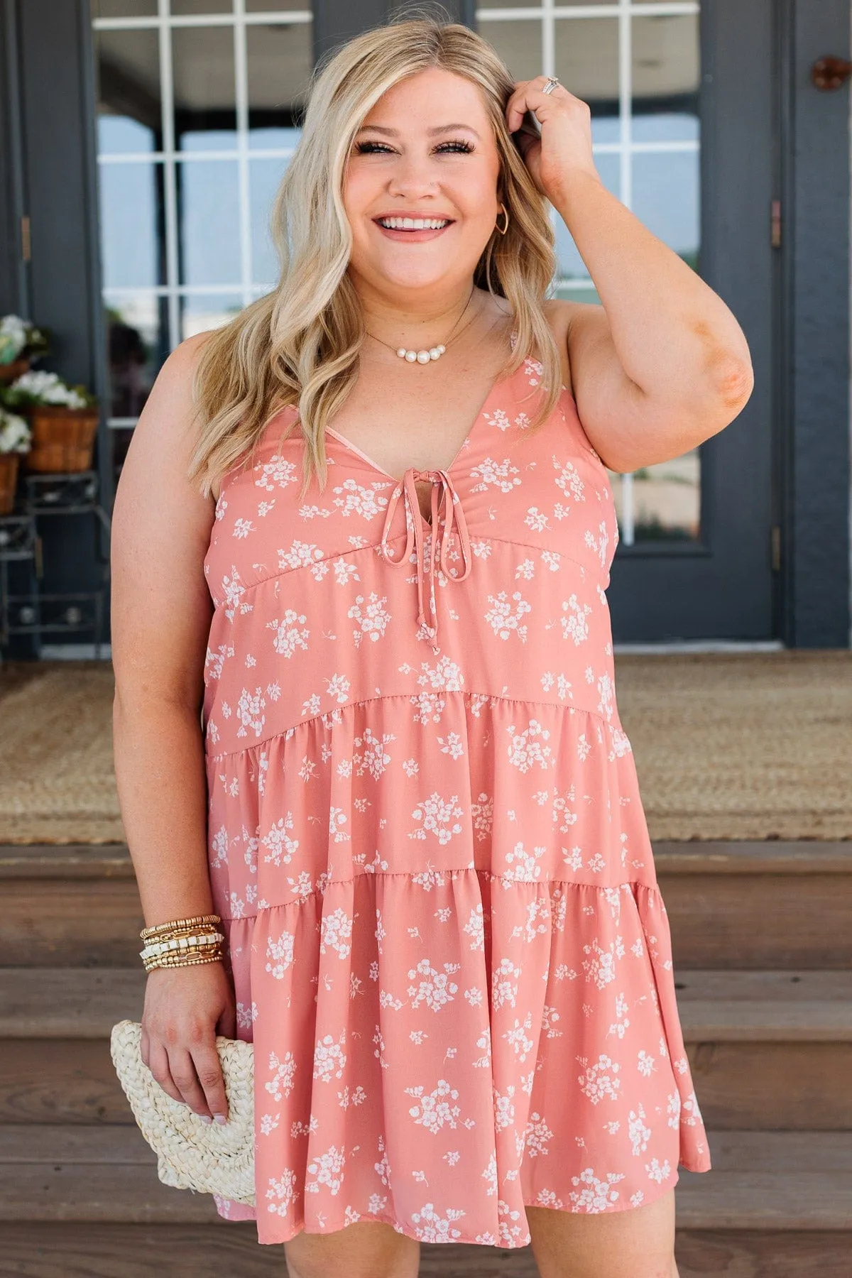 Forever Together Peach Floral Dress