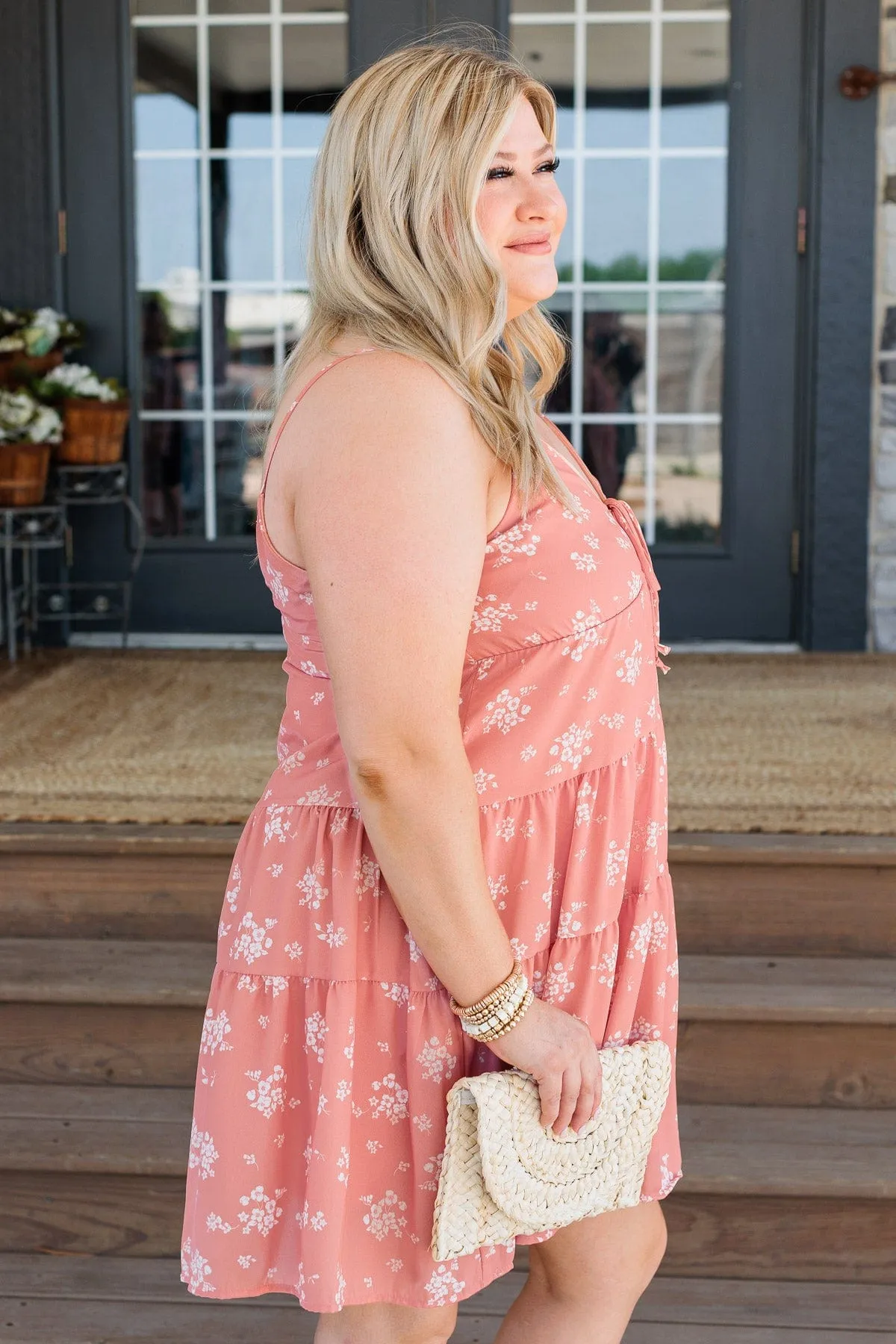 Forever Together Peach Floral Dress