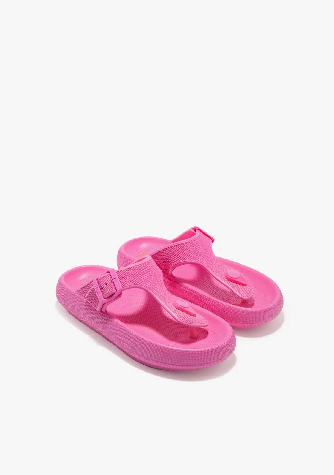 Fuchsia Buckle Slides