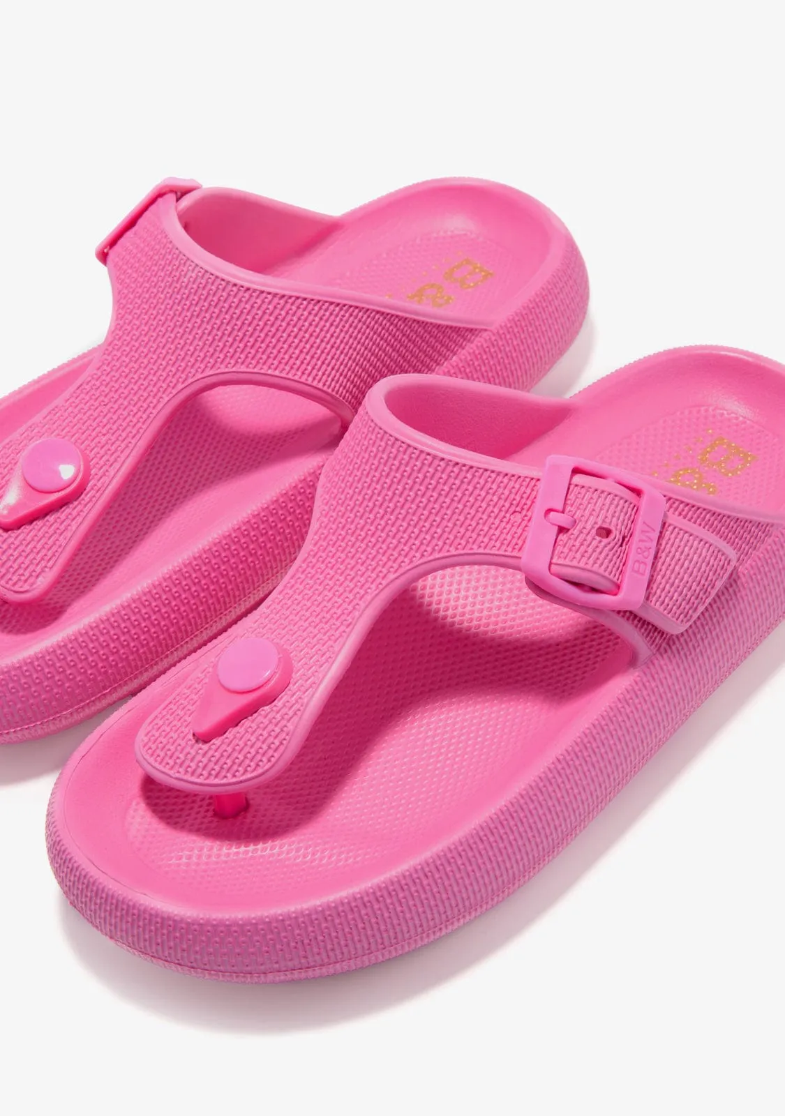 Fuchsia Buckle Slides