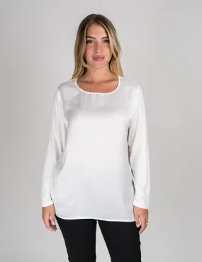 Gaia Life - White Crewneck T-shirt in Two Fabrics