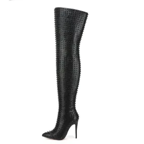 Giaro TINDRA BLACK/BLACK THIGH BOOTS  