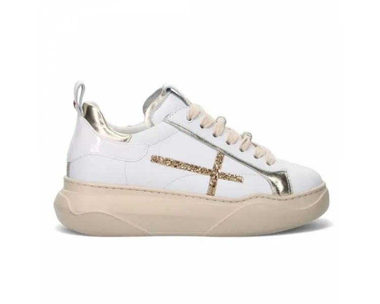 Gio+ Women's Sneakers with Gold Glitter Logo