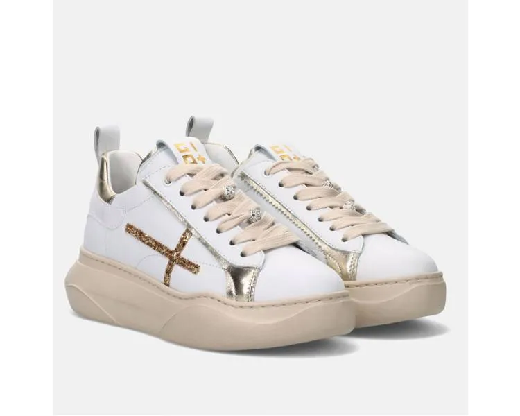 Gio+ Women's Sneakers with Gold Glitter Logo