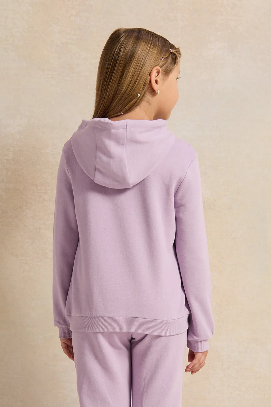 Girls Lilac Radiate Positivity Print Sweatshirt With Hood