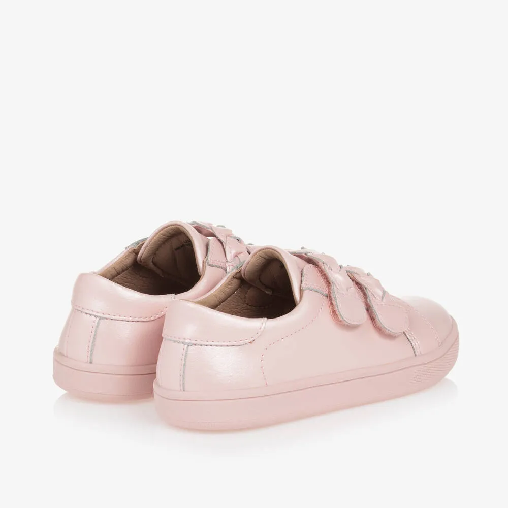 Girls Pink Leather Trainers