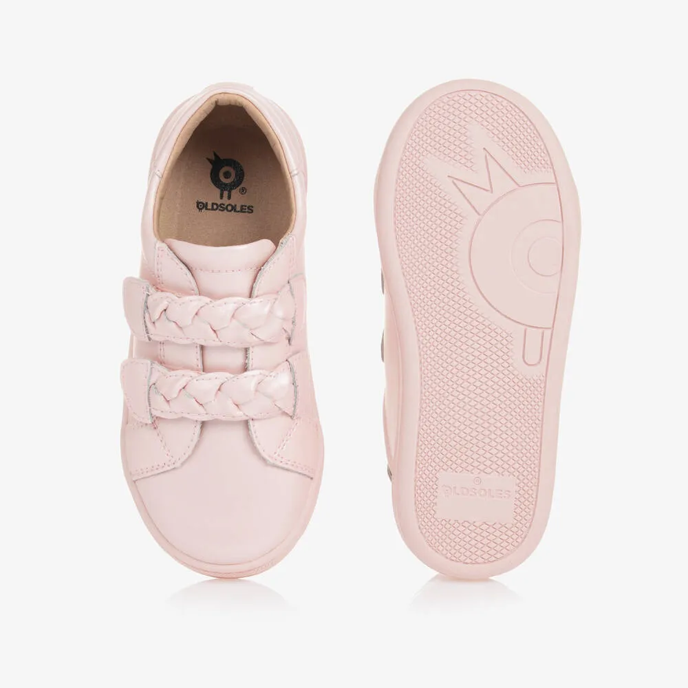 Girls Pink Leather Trainers