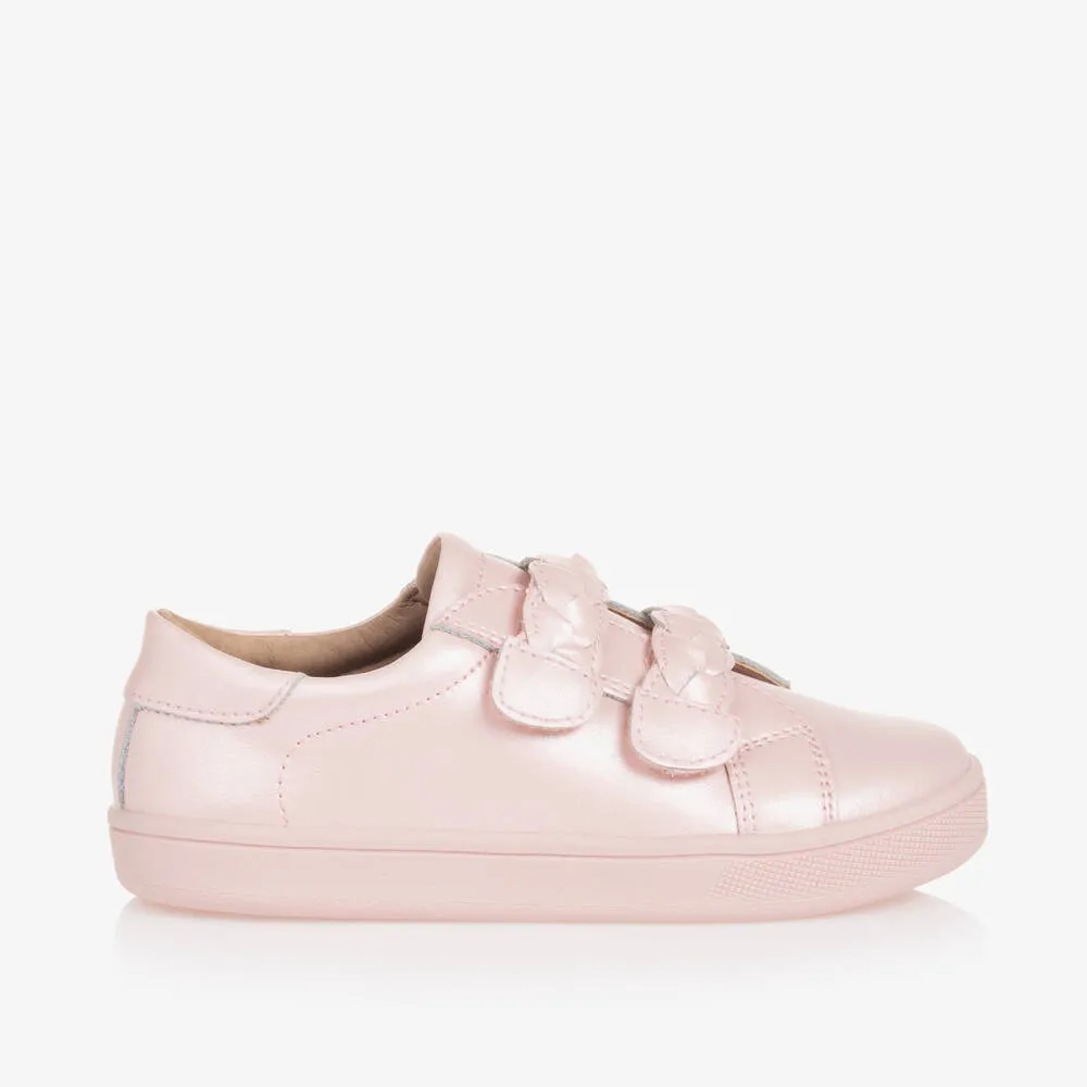 Girls Pink Leather Trainers